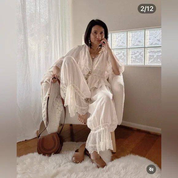 NWT FREE PEOPLE INTIMATELY Forever Young Bed Jacket | White Alyssum - Picture 16 of 16